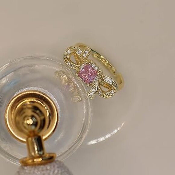 Neiman Marcus 18k Gold Plated Simulated Pink Diamond Knot Ring